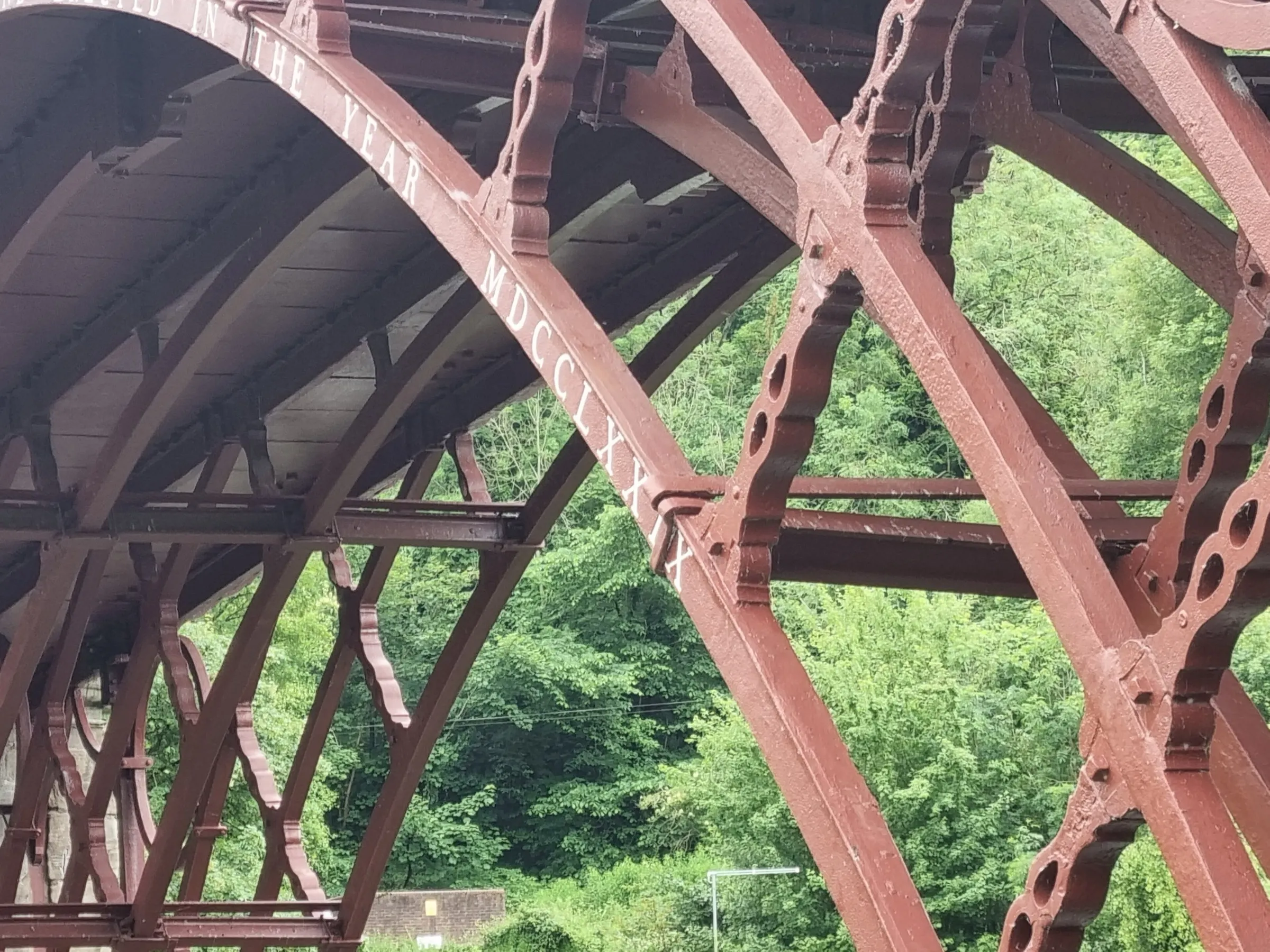 Cast iron ribs of the Iron Bridge seen from below